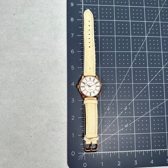 Anne Klein Watch Womens 36mm Gold Tone Beige Leather Band Classic New Battery - Picture 13 of 13